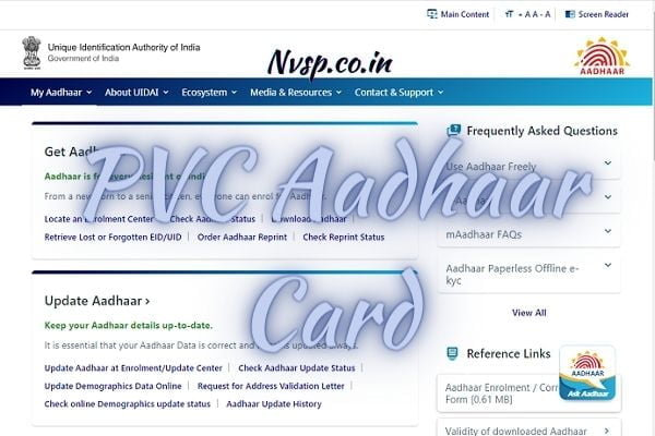 PVC Aadhaar Card apply online