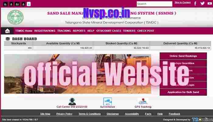 SSMMS: Online Sand Booking in Telangana Portal