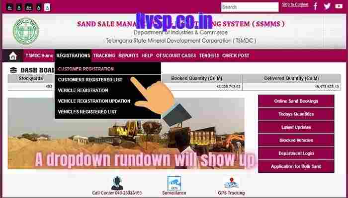SSMMS: Online Sand Booking in Telangana Portal